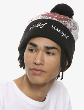 Harry Potter MARAUDERS MAP WATCHMAN Pom Embroidered Beanie/Hat VTG Hot Topic NOS